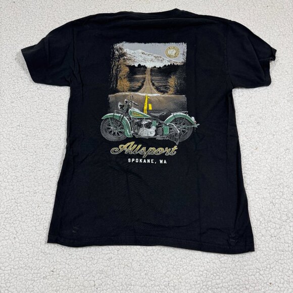 Indian Motorcycle Men's Cotton T Shirt Size M Black Spokane, WA Short Sleeve - Picture 2 of 4